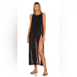 PITUSA Black Tassel Slit Dress / Cover-Up - Size XS-S